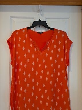 Women's XXL Papermoon Orange Printed V-Neck Tunic